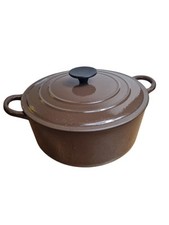 Vintage Le Creuset France “E” 4.5 Qt Chocolate Brown Enameled Dutch Oven Pot ?