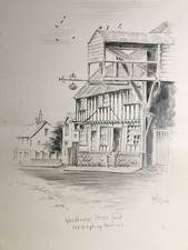 H W Hellings Drawing Woodbridge Street Yard Suffolk Old Weighing Machine Art