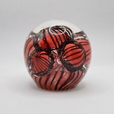 Vintage paperweight glass red black blown glass unsigned red black Sea anemone