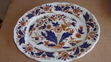*BOOTHS " DOVEDALE Blue/Orange  OVAL MEAT PLATE - FREE UK POST