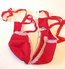 True Vintage Debrette Red & White Bra Tie Back Strap Ribbon Size 34B