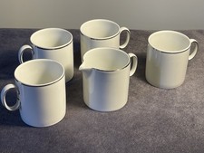 Thomas Rosenthal Platinum 745 Thin Coffee Cups (4) matching saucers & milk jug.