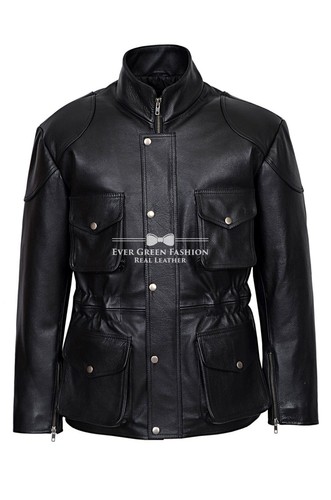 Men leather jacket black - jacket,