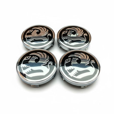 4x VAUXHALL ALLOY WHEEL CENTRE HUB CAPS BLACK/CHROME 60mm ADAM CORSA ASTRA VXR