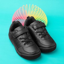 Trux Boys Shoes Black Kids School Easy Fasten Round Toe SIZE