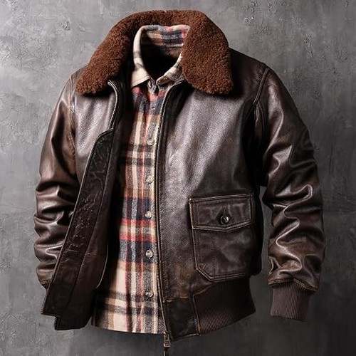 Men genuine leather jacket - men's,