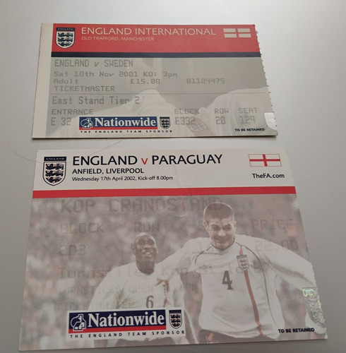 England ticket stubs - x,