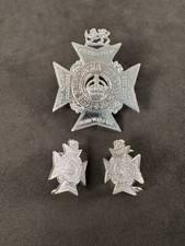 British Colonial Rhodesia Regiment Chromed Cap Badge & Collar Badges 1972-1980