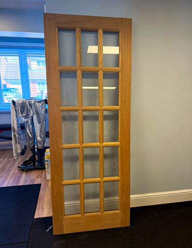 Brown wood panel door lite - panel,