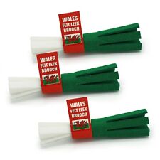 Wales Leek Brooch x 3 - Welsh St David Day Cymru Lapel Felt Pin Badge Souvenir