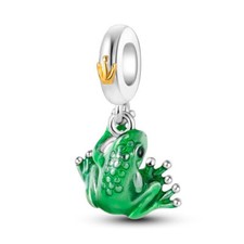 Prince Charming Frog Crown King Charm Sterling Silver 925 Bead Gift