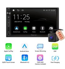 Wireless CarPlay Android Auto 7" Double 2 Din Car Stereo Radio Sat Nav Bluetooth