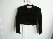 Laura Ashley Velvet Jacket Black Bolero Cropped Small Steampunk Goth