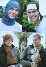 Knitting Pattern - Men's Hats Scarf Gloves Balaclava One Size Copy