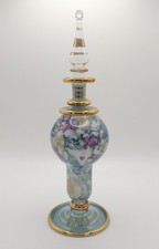 Vintage Egyptian Perfume Bottle Scent Glass Mottled Marbled Stopper