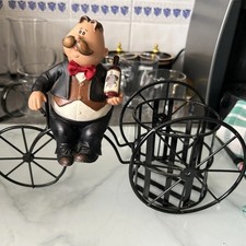 French /Italian Waiter on À 3 Wheeler Bike , Bottle Holder Porcelain , Has New