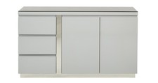 DFS Replay Grey High Gloss & Glass 3 Drawer Sideboard RRP £799