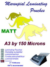 A3 laminating pouches 13 MATT finish 150 micron (use in high illumination areas)