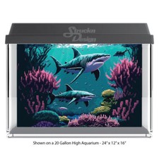 Pixel Art Sharks Ocean