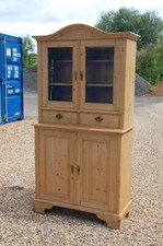 Lovely Antique Dutch Pine Dresser With Glazed Cabinet