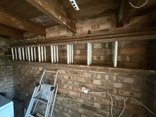 Vintage Wood & Aluminium Triple Extending Ladder