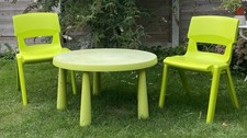 Child’s Garden, Round Foldaway Table And Two Chairs. Preowned. Buyer Collects.