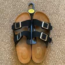 Marks and Spencer Men's Black Leather Upper Slip-On Sandals, Size 10 Buckles