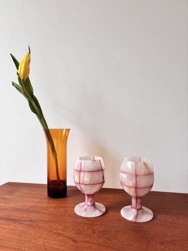Pair vintage pink onyx - pair,