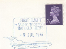Super Trident S 1st Flight 5.5p GB Used  1975 ON PIECE (106165)
