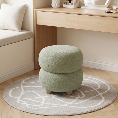 Teddy velvet round footstool - round,