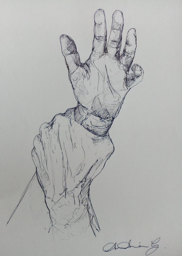 Drawing male female hands - female,