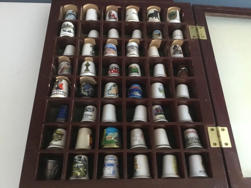 Wooden glazed thimble holder - wooden,