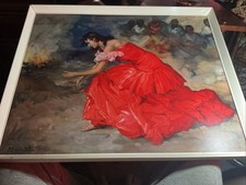 Vintage Framed Print on board The Fire Dance Francisco Rodriguez Sanchez Clement