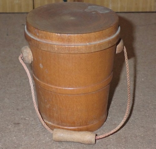 Vintage treenware wooden pail - wooden,