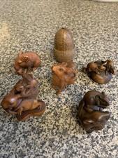 5 X Japanese Netsuke Plus Acorn Some Signed  All In Excellent Condition