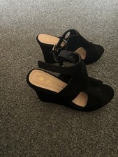 Black Faux Sued Black Wedge