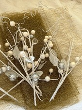 12 x Tree Festive Season Decorations Pick Fillers Garlands Pearl & Glass Bead