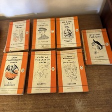 7 PENGUIN Fiction Vintage Orange Stripe Books Paperback bundle 50’s 2