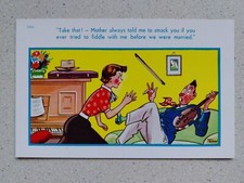 Cartoon violin humour card. By