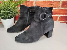 GABOR BLACK ANKLE BOOTS UK 5.5 EU 38.5 SUEDE BLOCK HEEL SIDE ZIP WOMENS SMART