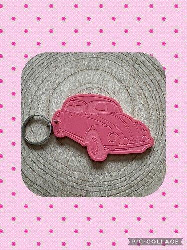 Pink beetle car charm - car,