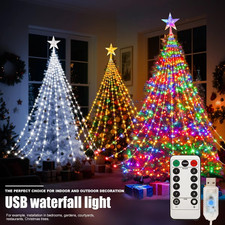 320 LED SHOOTING STAR WATERFALL LIGHT CHRISTMAS XMAS TREE HANGING FAIRY LIGHTS