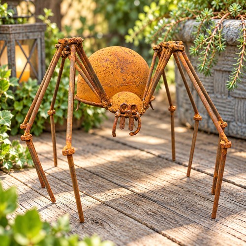 Rustic metal spider garden - metal,