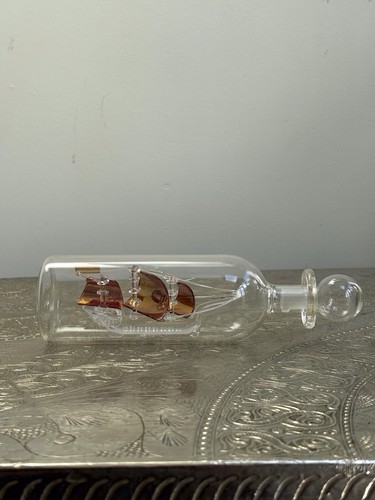 Vintage hand blown glass ship - hand,