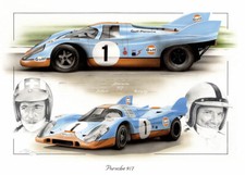 GULF PORSCHE 917 PEDRO RODRIGUEZ JO SIFFERT 1970 LE MANS NEW ART PAINTING PRINT