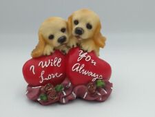 2 Cute Puppies Holding Love Hearts"I Will Love You Always"Figure