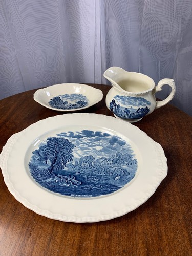 Blue white transferware - blue, &