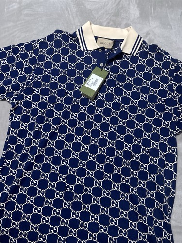 Gucci polo shirt blue contrast - polo,
