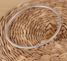 Solid 925 Sterling Silver Circle Bangle Bracelet 5mm Wide Hinged UK Hallmarked