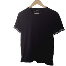 Balmain Paris T-shirt Mens Sleeve Logo Tape Crew Neck Cotton Size S/M Dark Navy